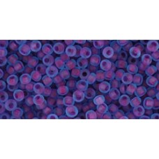 Круглый бисер ТОХО 11/0 Inside-Color Frosted Aqua/Purple-Lined (252F) - 250гр