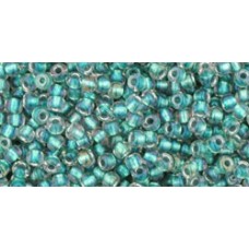 Круглый бисер ТОХО 11/0 Inside-Color Rainbow Crystal/Teal-Lined (264) - 250гр