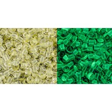Круглый бисер ТОХО 11/0 Glow In The Dark - Yellow/Bright Green (2721) - 250гр