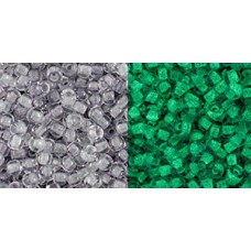 Круглый бисер ТОХО 11/0 Glow In The Dark - Gray Crystal/Bright Green (2725) - 250гр