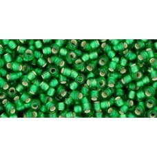 Японский круглый бисер TOHO Beads 11/0 Silver-Lined Frosted Grass Green (27BF)