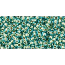 Круглый бисер ТОХО 11/0 Inside-Color Aqua/Gold-Lined (284) - 250гр
