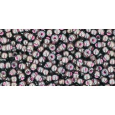 Японский круглый бисер TOHO Beads 11/0 Inside-Color Lustered Black Diamond/Pink-Lined (367)