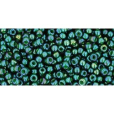Круглый бисер ТОХО 11/0 Inside-Color Rainbow Montana Blue/Opaque Green-Lined (384) - 250гр