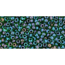 Японский круглый бисер TOHO Beads 11/0 Inside-Color Rainbow Green/Purple-Lined (397)