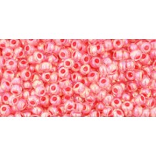 Круглый бисер ТОХО 11/0 Inside-Color Rainbow Crystal/Salmon-Lined (779) - 250гр
