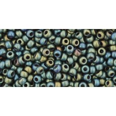 Круглый бисер ТОХО 11/0 Frosted Metallic Iris - Green/Brown (84F) - 250гр