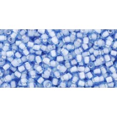 Круглый бисер ТОХО 11/0 Inside-Color Lt Sapphire/White-Lined (933) - 250гр