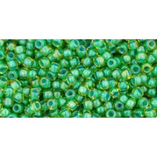 Круглый бисер ТОХО 11/0 Inside-Color Lime Green/Opaque Green-Lined (947) - 250гр