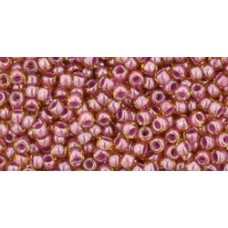 Круглый бисер ТОХО 11/0 Inside-Color Lt Topaz/Pink-Lined (960) - 250гр