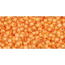 Круглый бисер ТОХО 11/0 Inside-Color Crystal/Peach-Lined (962) - 250гр