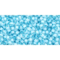 Круглый бисер ТОХО 11/0 Inside-Color Crystal/Neon Ice Blue-Lined (976) - 250гр
