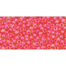 Круглый бисер ТОХО 11/0 Luminous Lt Topaz/Neon Pink-Lined (979) - 250гр