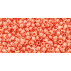 Круглый бисер ТОХО 11/0 Inside-Color Crystal/Salmon-Lined (985) - 250гр