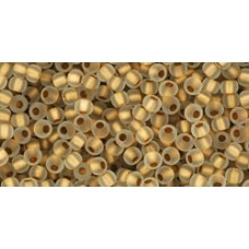 Круглый бисер ТОХО 11/0 Gold-Lined Frosted Crystal (989F) - 250гр