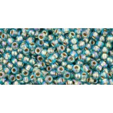 Круглый бисер ТОХО 11/0 Gold-Lined Rainbow Aqua (995) - 250гр
