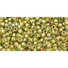 Круглый бисер ТОХО 11/0 Gold-Lined Rainbow Peridot (996) - 250гр
