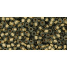 Круглый бисер ТОХО 11/0 Gold-Lined Frosted Black Diamond (999F) - 250гр