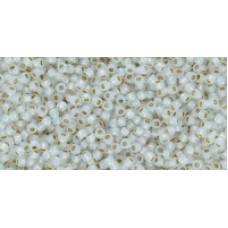 Круглый бисер ТОХО 11/0 PermaFinish - Translucent Silver-Lined White (PF2100) - 250гр