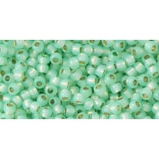 Круглый бисер ТОХО 11/0 PermaFinish - Silver-Lined Milky Lt Peridot (PF2118) - 250гр