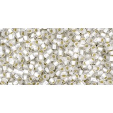 Круглый бисер ТОХО 11/0 PermaFinish - Silver-Lined Frosted Crystal (PF21F) - 250гр