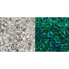 Круглый бисер ТОХО 11/0 Glow In The Dark - Silver-Lined Crystal/Glow Green (PF2700S) - 250гр