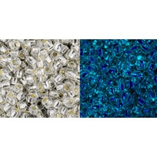 Круглый бисер ТОХО 11/0 Glow In The Dark - Silver-Lined Crystal/Glow Blue (PF2701S) - 250гр