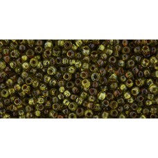 Круглый бисер ТОХО 11/0 HYBRID Transparent Lime Green - Picasso (Y315) - 250гр