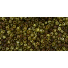 Круглый бисер ТОХО 11/0 HYBRID Transparent Frosted Lime Green - Picasso (Y315F) - 250гр