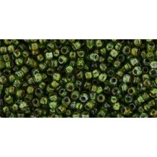 Круглый бисер ТОХО 11/0 HYBRID Transparent Peridot - Picasso (Y318) - 250гр