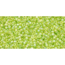 Круглый бисер ТОХО 15/0 Transparent-Rainbow Lime Green (164) - 100гр