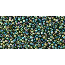 Круглый бисер ТОХО 15/0 Transparent-Rainbow Olivine (180) - 100гр