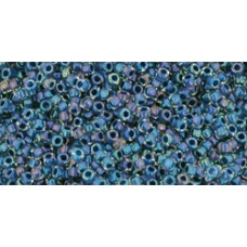 Круглый бисер ТОХО 15/0 Inside-Color Luster Crystal/Capri Blue-Lined (188) - 100гр