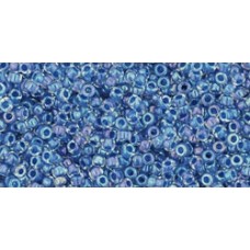 Круглый бисер ТОХО 15/0 Inside-Color Luster Crystal/Caribbean Blue-Lined (189) - 100гр