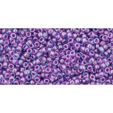 Круглый бисер ТОХО 15/0 Inside-Color Aqua/Purple-Lined (252) - 100гр