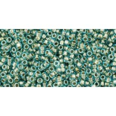Круглый бисер ТОХО 15/0 Inside-Color Aqua/Gold-Lined (284) - 100гр
