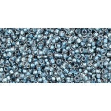 Круглый бисер ТОХО 15/0 Inside-Color Crystal/Metallic Blue-Lined (288) - 100гр
