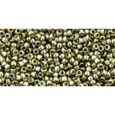 Круглый бисер ТОХО 15/0 Gold-Lustered Green Tea (457) - 100гр