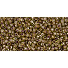 Бисер Трежерес ТОХО 11/0 Orange-Lined Lt Peridot (1042) - 100гр